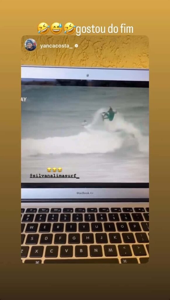 A surfista Brasileira Yanca Costa compartilhou com emoji de risos a manobra de Silvana.