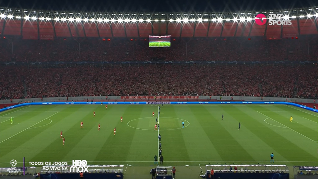 Estádio Olímpico de Berlim Lotado para acompanhar Union x Braga pela Terça de Champions. Imagem: UEFA/TNT Sports Brasil