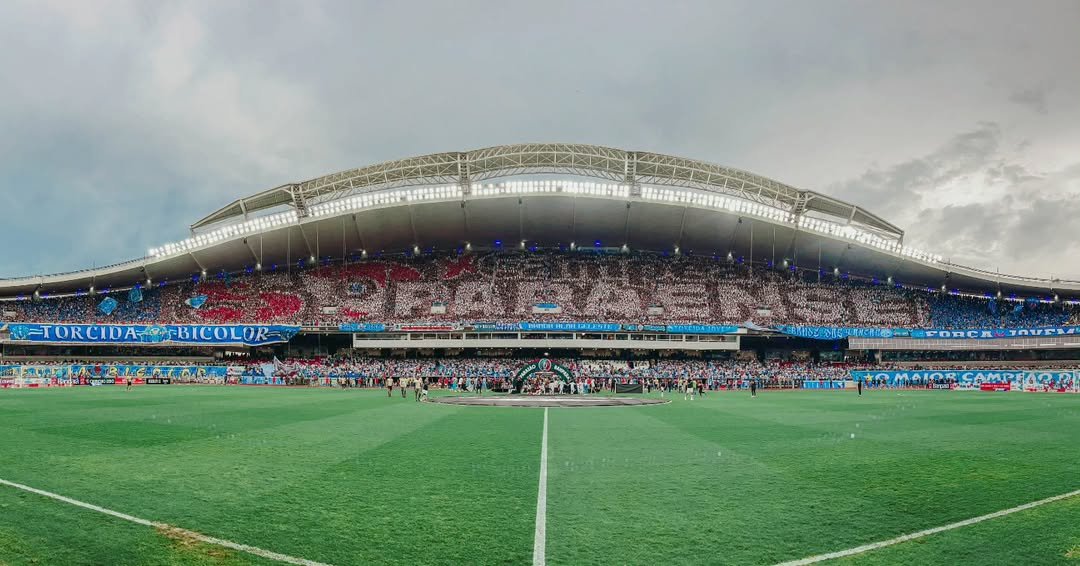 Mosaico da torcida do Paysandu com o dizer: "Campeão Paraense" Lobo. Foto: Léo Lods / Paysandu