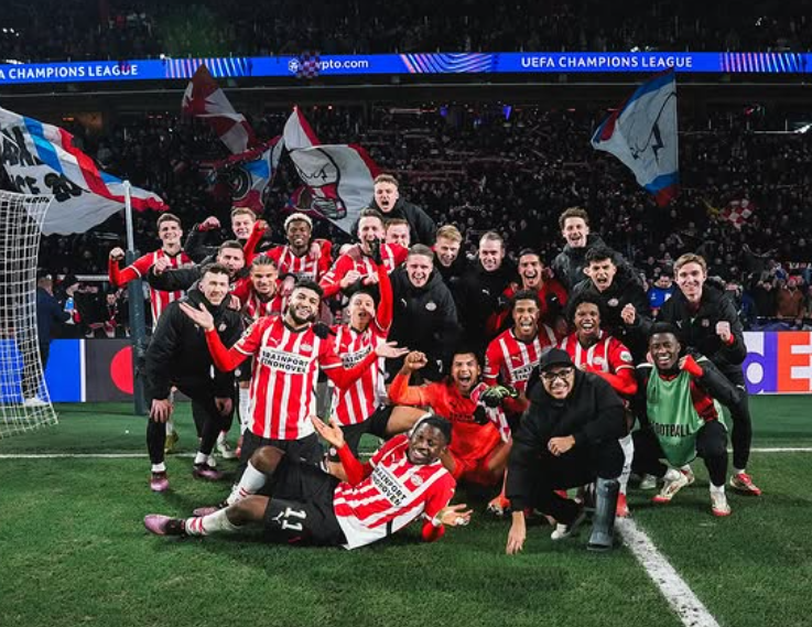 Festa do PSV classificado na Champions. Foto: Reprodução / Instagram PSV Eindhoven