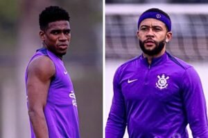 Memphis Depay e Félix Torres se desentendem no último treino do Corinthians antes do Dérbi